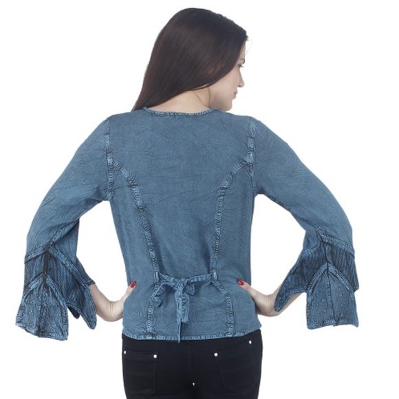 GYPSY RENAISSANCE BOHEMIAN BELL SLEEVE STYLE BLOUSE TOP - Picture 3 of 4